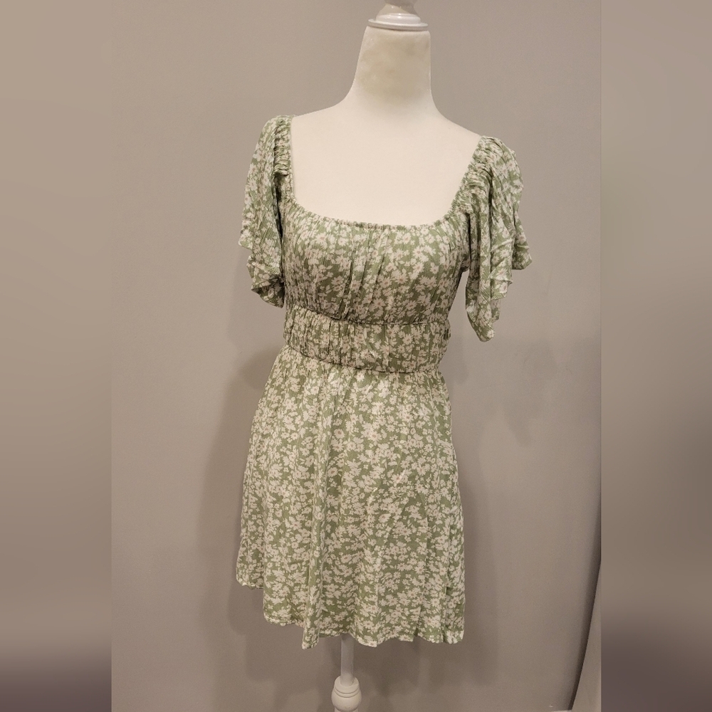 Altar’d Sage Floral  Mini Dress size xs, summer festival wear, cook out wear.